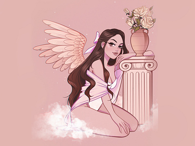 Dreamy girl with wings