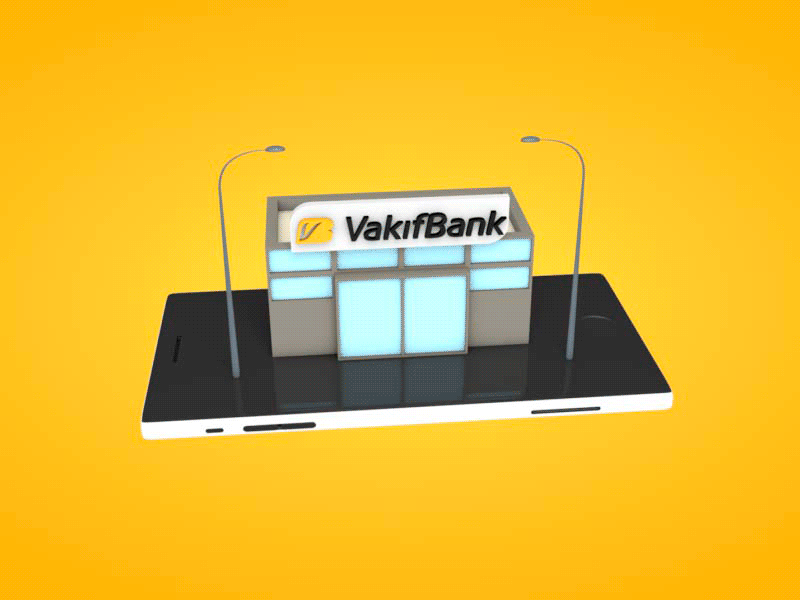 Vakıfbank app 3d 4d app bank cinema4d communication design gif isometric money motion realistic