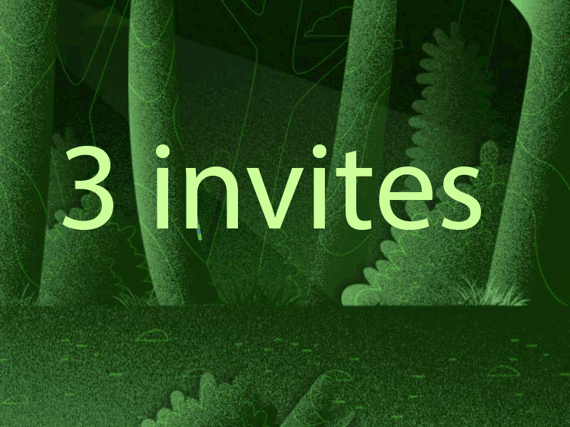 3 Dribbble Invites after effects caterpillar forest invite noise