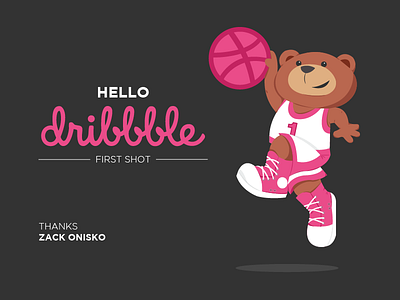 First Shot basketball bear first hello illustration shot teddy thanks vector