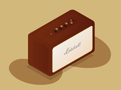Marshall brown designerlife illustration isometric marshall music music player radio simplycooldesign wood