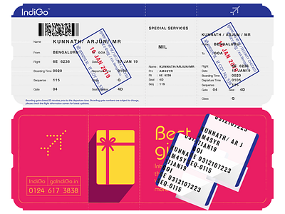 Flight Ticket boarding pass designdaily flight booking fly illustration indigo recreate ticket travel