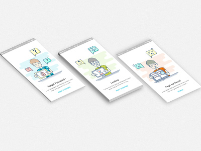 Mobile App Illustrations characters illustrations infographics line drawings mobile notification simple ui ux
