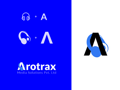 Arotrax Logo blue branding headphone logo