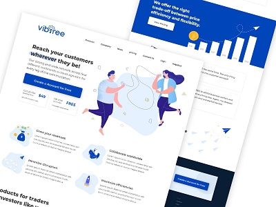 vibtree website | landing page blue branding design dialer landing page typography ui website