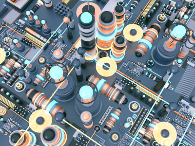 Fresnell 3d abstract circuit detail digital geometry graphic modo