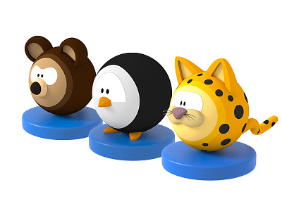 More Ball Characters 3d ball balls bear character leopard modo penguin