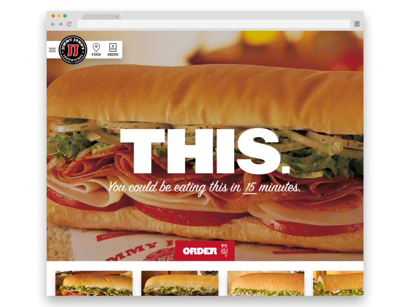 Jimmy Johns Homepage Concept after effects animated animation food jimmy johns menu order responsive sandwich simple