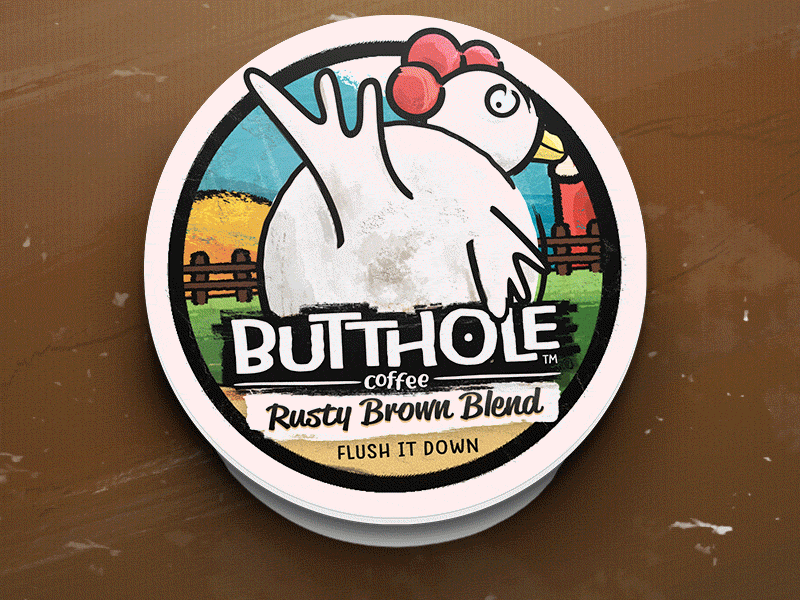 Butthole Coffee! animals april fools butthole coffee joke kcup keurig prank sticker stickermule