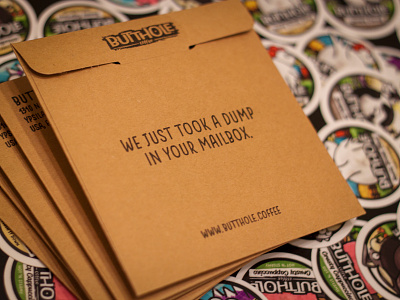 Butthole Coffee Packaging butt butthole coffee dump envelope packaging poop stickermule stickers