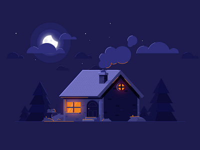 Night House Landscape graphics design house illustration landscape night