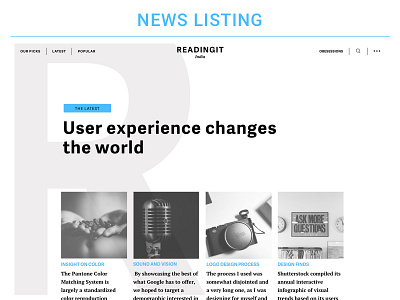 News Listing design desktop layout publication website
