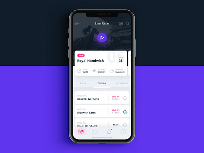 Horse Racing App Concept #2 alert card data gradient graph horse racing iphone x live mobile race start stats