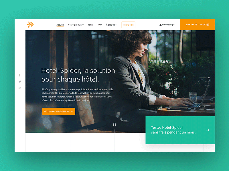 Hospitality Landing Page #2 desktop homepage hospitality icon infographic landing page modern slider software ui web webdesign