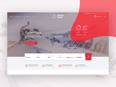 MagicPass #1 – First Screen ecommerce formular graphic landing page magic pass ski slider stats swiss ui webdesign winter