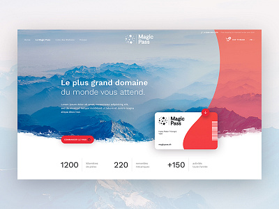 MagicPass #2 – Landing Page card ecommerce hero landing page magic pass mountain numbers product page swiss ticket ui webdesign