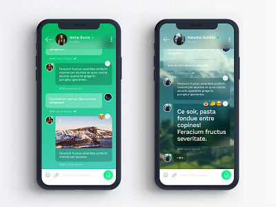 UI Concept – Chat adobe xd app background image blur chat conversation design emoji emojis gradient green message mobile modern social talk text ui