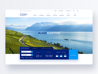 CGN #1 – Header Concept boat hero lake landing page menu modern schedule search ticket ui webdesign