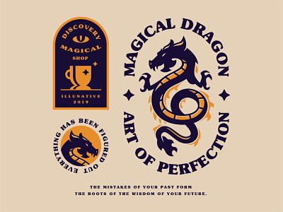 Magical Dragon animal branding identity buy logo chinese dragon dragons illunative illustration legendary logo logo for sale magic magical retro shop vintage