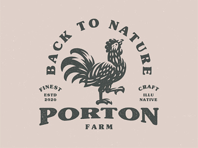 Porton Farm animal art bold branding identity buy buy logo chicken farm farmer ikhwan noor hakim illustration logo logo for sale mark mill nature negativespace retro rooster vintage