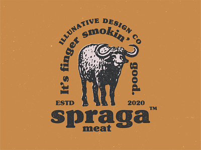 Spraga Meat Logo animal art bison branding identity bull buy buy logo cow farm farmer hand drawn ikhwan noor hakim illustration logo logo for sale meat retro sheep vintage yellow