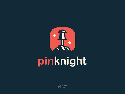 Pinknight Logo art blue branding design designer graphic identity ikhwan noor hakim illustration knight logo logo for sale logos minimalist negative space pin red sale simple vector