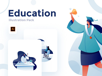 Education Illustration Pack app award blue bundle e course education girl ikhwan noor hakim illustration man pack school shop sketch study teacher template uiux university web