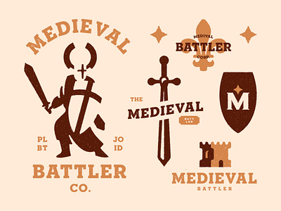 Medieval Battler battle battler branding identity buy buy logo classic crusader design illustration kingdom knight logo logo for sale lord majestic mark medieval retro symbol vintage