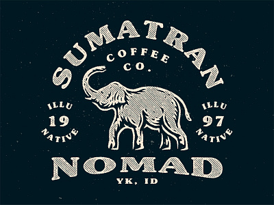 Sumatran Nomad animal badge branding identity buy buy logo cafe classic coffee elephant ikhwan noor hakim illustration logo logo for sale nature nomad sumatra sumatran texture vintage wild