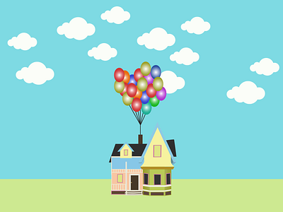 Flying House with Balloons and shooting lasers 2d animation after effects after effects animation animation illustration infographic inforgraphic animation