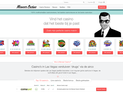 Mister Casino art direction bonus casino frontpage home homepage ui webdesign