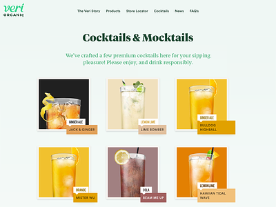 Veri Soda Cocktails & Mocktails design development drinks homepage juice landing liquid orange organic slider soda web