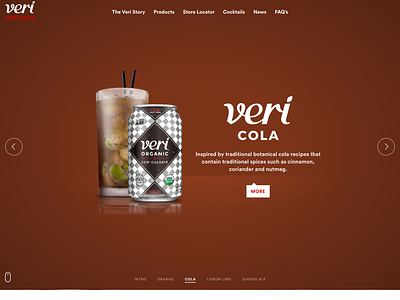 Veri Soda Cola design development drinks homepage juice landing liquid orange organic slider soda web