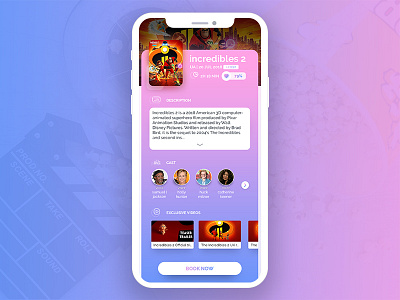 Movie Ios App UI Design book cast entertainment interface ios iphone x movie tickets ui ux