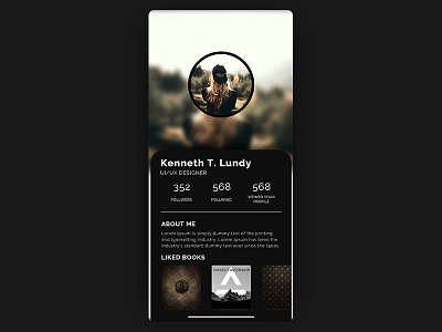 Profile Screen Design about black dark design flat interface ios iphone iphone x profile ui ux