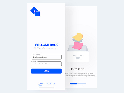 Login For Explore app flat illustration landing page layout login sign in ui user experience ux white