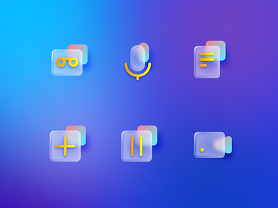 Icon-Glass acrylic add app call design glass hold icon light logo phone recorder red tree ui ux video yellow
