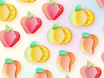 Icon-fruit app art color cute design fruit glass icon illustration leaves lemon mango orange phone red strawberry ui ux yellow