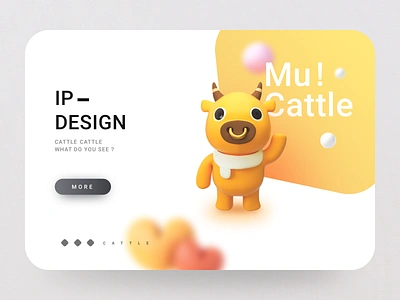 ip-cattle 3d animal app c4d cattle cull cute design eyes horns illustration ip mascots mu nose pets small animals ui ux yellow