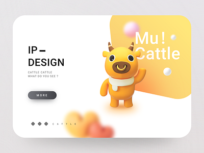 ip-cattle 3d animal app c4d cattle cull cute design eyes horns illustration ip mascots mu nose pets small animals ui ux yellow