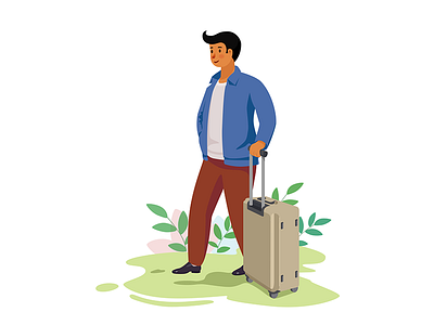 Travel blue case design discover grassland illustration leather trunk logo man travel ui vector