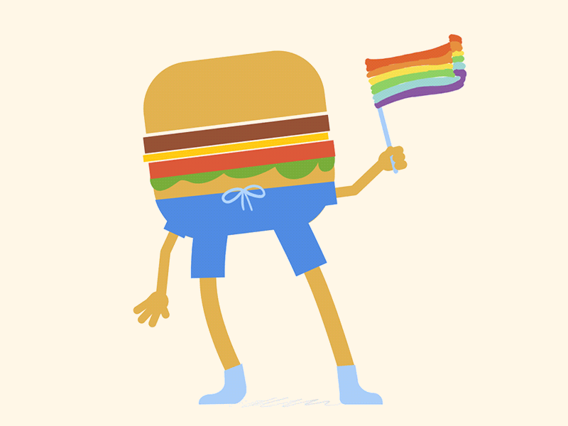 LGBLT Burger 2d 2danimation animation flag hamburger hamburgers illustration lgblt lgbt loop motiondesign rainbow statement