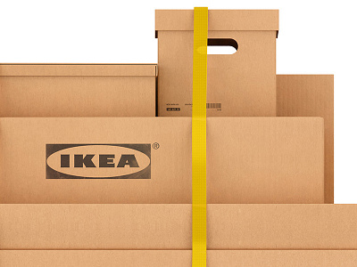IKEA boxes 2 ikea boxes 3d model cgi render cardboard cargo
