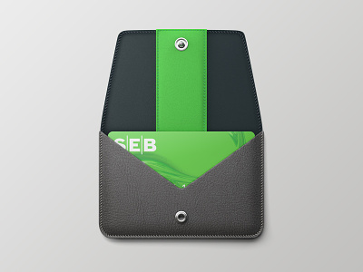 SEB wallet 3d arrow cgi cinema 4d green leather wallet
