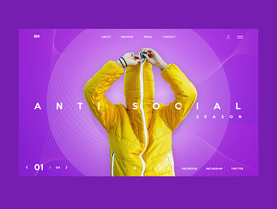 Anti Social Ui Design Concept branding design graphic design photography product design purple typography ui ui design ux ux design web design yellow jacket