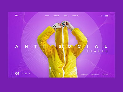 Anti Social Ui Design Concept branding design graphic design photography product design purple typography ui ui design ux ux design web design yellow jacket