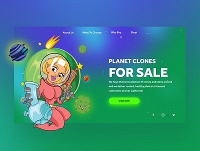 Planet Clones Website Ui Design cannabis clones design graphic design illustration logo photography product design ui ui design ux ux design web design weed