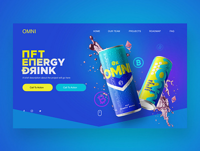 Omni Energy NFT Drink Website Design design energy drink graphic design metaverse nft photography ui ui design ux ux design web design