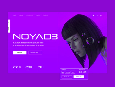 Noyad3 Website Ui Design Concept bitcoin crypto design graphic design meta metaverse nft nft for sale photography ui ui design ux ux design web design