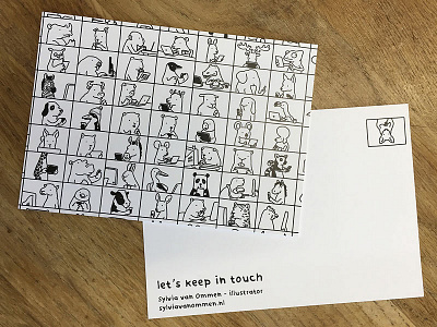 let's keep in touch animals black and white drawing business card card devices